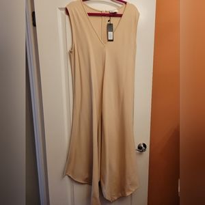 BURBAN apricot maxi asymmetrical dress sleeveless